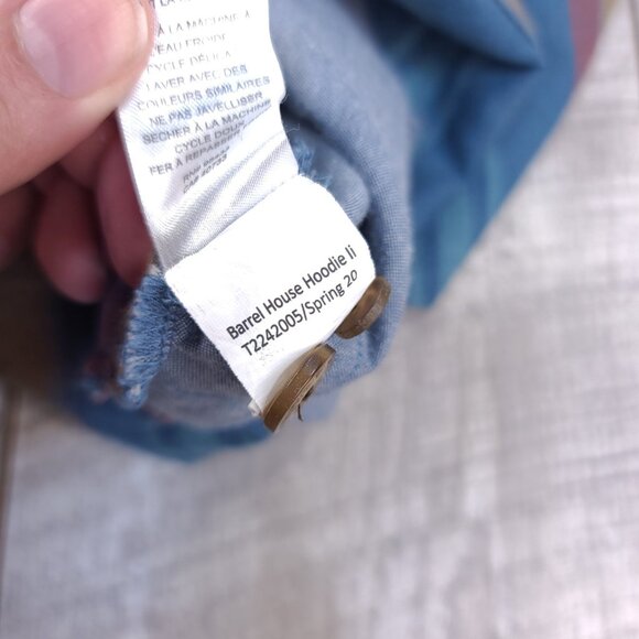 Toad & Co Hoodie Mens Medium Blue Barrel House Pullover Button Up Jacket - Picture 8 of 8